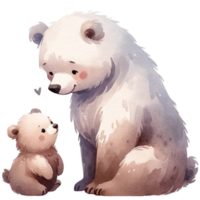 AI generated Mother and baby Bear  watercolor clipart. Ai Generate png