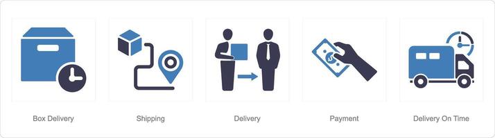 A set of 5 delivery icons as box delivery, shipping, delivery vector