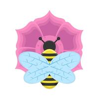 Illustration of cute bee and flower vector