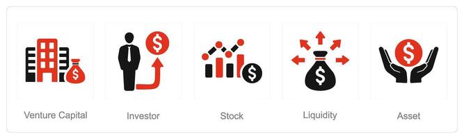 A set of 5 Investment icons as venture capital, investor, stock vector