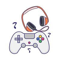 Illustration of headphone with game console vector