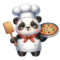 AI generated Panda Chef with  Pizza  watercolor Clipart AI Generate png