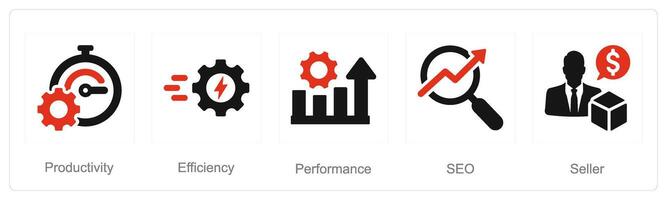 A set of 5 Increase Sale icons as productivity, efficiency, performance vector