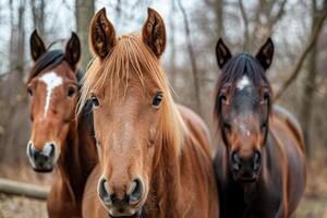 ai generado un cerca arriba de un caballos cara en el antecedentes .ai generativo foto