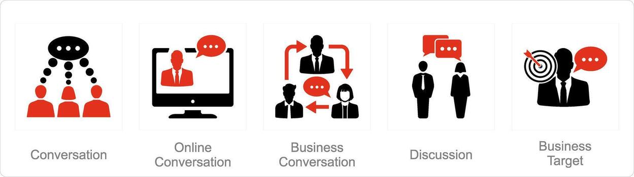 A set of 5 Mix icons as conversation, online conversation, business conversation vector