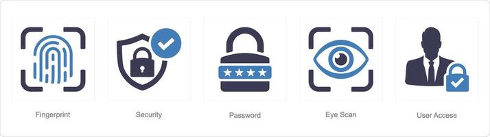 A set of 5 Cyber Security icons as fingerprint, security, password vector