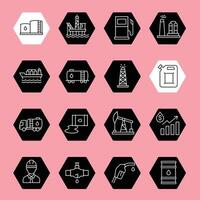 Oil industry line icon set black and white vector