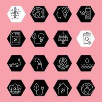 ecology line icon set black and white vector