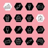 sweets line icon set black and white vector