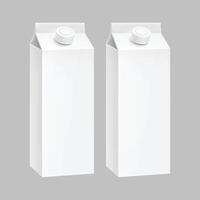 Milk Juice Carton Packaging Package Box White Blank Isolated Set vector