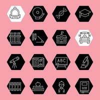 school line icon set black and white vector