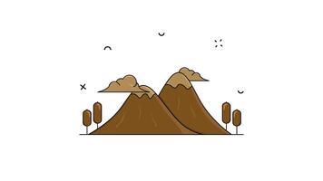 sencillo icono bucle montaña animación, movimiento gráficos de cámping en un colina video