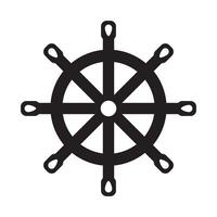 VECTOR SHIP STEERING WHEEL ICON WITH BLACK LINE STYLE. GREAT FOR NAUTICAL SYMBOLS, SAILING AND COMPLEMENTARY DESIGNS