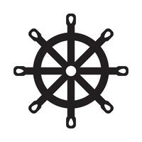 VECTOR SHIP STEERING WHEEL ICON WITH BLACK LINE STYLE. GREAT FOR NAUTICAL SYMBOLS, SAILING AND COMPLEMENTARY DESIGNS