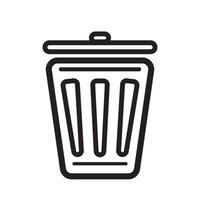 VECTOR TRASH CAN ICON WITH BLACK LINE STYLE. GREAT FOR HYGIENE SYMBOLS AND DESIGN COMPLEMENTS
