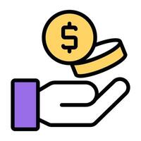 Trendy design icon of giving coins vector