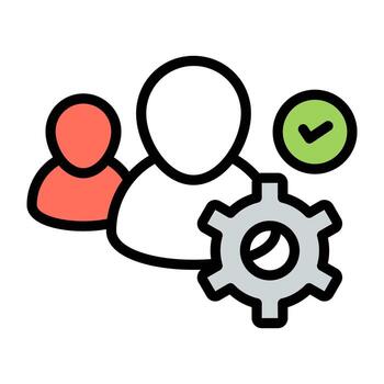 Avatars with gear showing concept of employee setting icon vector