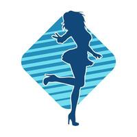 Silhouette of A Female Dancer in Action Pose. Silhouette of A Slim Woman in Dancing Pose. vector