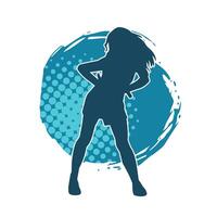 Silhouette of a slim female in dance pose. Silhouette of a woman dancing. vector