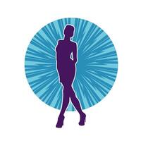 Silhouette of a young slim female model in tight outfit. Silhouette of a slim woman in feminine pose. vector