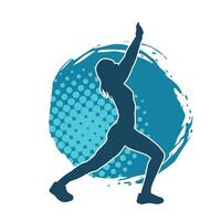 Silhouette of slim female doing exercise. Silhouette of a sporty woman doing gym workout pose. vector