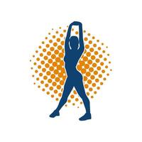 silueta de un Delgado deportivo mujer haciendo pilates ejercicio. silueta de un deportivo hembra haciendo físico ejercicio. vector