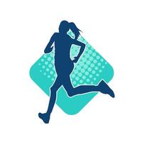 Silhouette of a sporty woman in running pose. Silhouette of a female run pose. vector