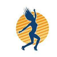 Silhouette of a slim female in dance pose. Silhouette of a woman dancing. vector