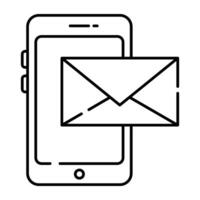 A linear design icon of mobile mail vector