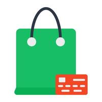 Shopping bag with card, icon of card payment vector