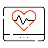 un icono de diseño único del monitor de ecg vector