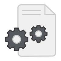 Paper with gears, flat design of file management vector