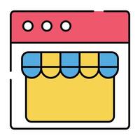 Outlet on web page showcasing web shop icon vector