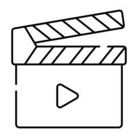 A linear design icon of clapperboard vector