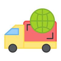 Flat design icon of delivery van, global shipment vector