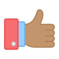 Positive feedback icon, flat design of thumbs up vector