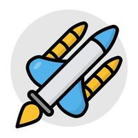 A flat design, icon of projectile vector