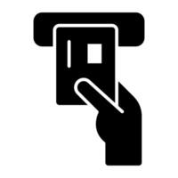 Atm withdrawal icon in solid design vector