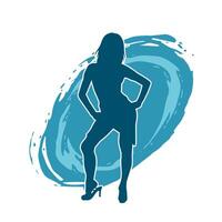 Silhouette of A Female Dancer in Action Pose. Silhouette of A Slim Woman in Dancing Pose. vector