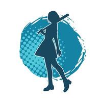 Silhouette of a teenage girl model in girly outfit and feminine pose. vector