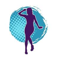 Silhouette of A Female Dancer in Action Pose. Silhouette of A Slim Woman in Dancing Pose. vector
