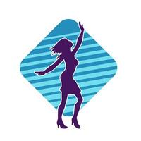 Silhouette of A Female Dancer in Action Pose. Silhouette of A Slim Woman in Dancing Pose. vector