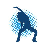 Silhouette of a slim female in dance pose. Silhouette of a woman dancing. vector