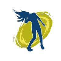 Silhouette of a slim female in dance pose. Silhouette of a woman dancing. vector