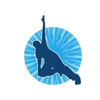 Silhouette of a slim female in dance pose. Silhouette of a woman dancing. vector