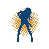 Silhouette of a slim female in dance pose. Silhouette of a woman dancing. vector