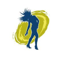 Silhouette of a slim female in dance pose. Silhouette of a woman dancing. vector