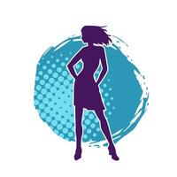 Silhouette of A Female Dancer in Action Pose. Silhouette of A Slim Woman in Dancing Pose. vector