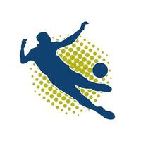 Silhouette of a male soccer player kicking a ball. Silhouette of a football player in action pose. vector