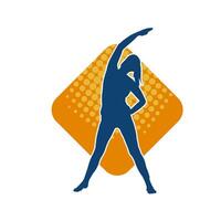 Silhouette of a slim sporty woman doing pilates exercise. Silhouette of a sporty female doing physical exercise. vector